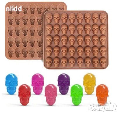 40 малки черепа черепи череп силиконов молд форма желирани бонбони шоколад гипс Хелоуин декор смола , снимка 1