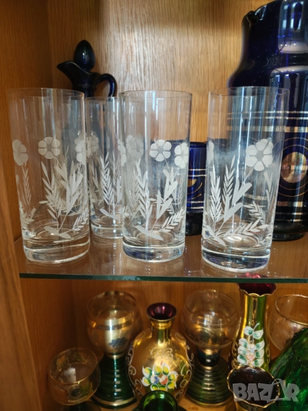 Кристални ръчно гравирани чаши, снимка 1