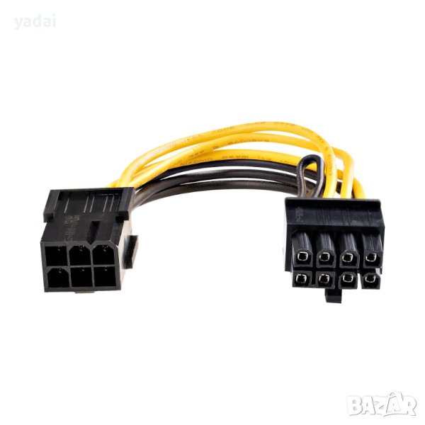 23.Кабел PCI-Един 6 пинов женски конектор към 8-pin мъжки.(6-pin/8-pin). за захранване на видеокарта, снимка 1