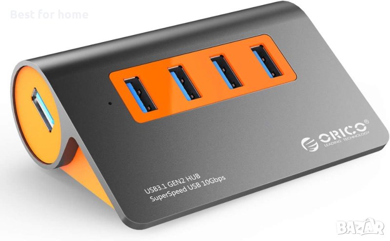 ORICO 4-портов захранван USB 3.1 Gen2 хъб Алуминиев хъб за данни 10 Gbps Super Speed USB сплитер, снимка 1
