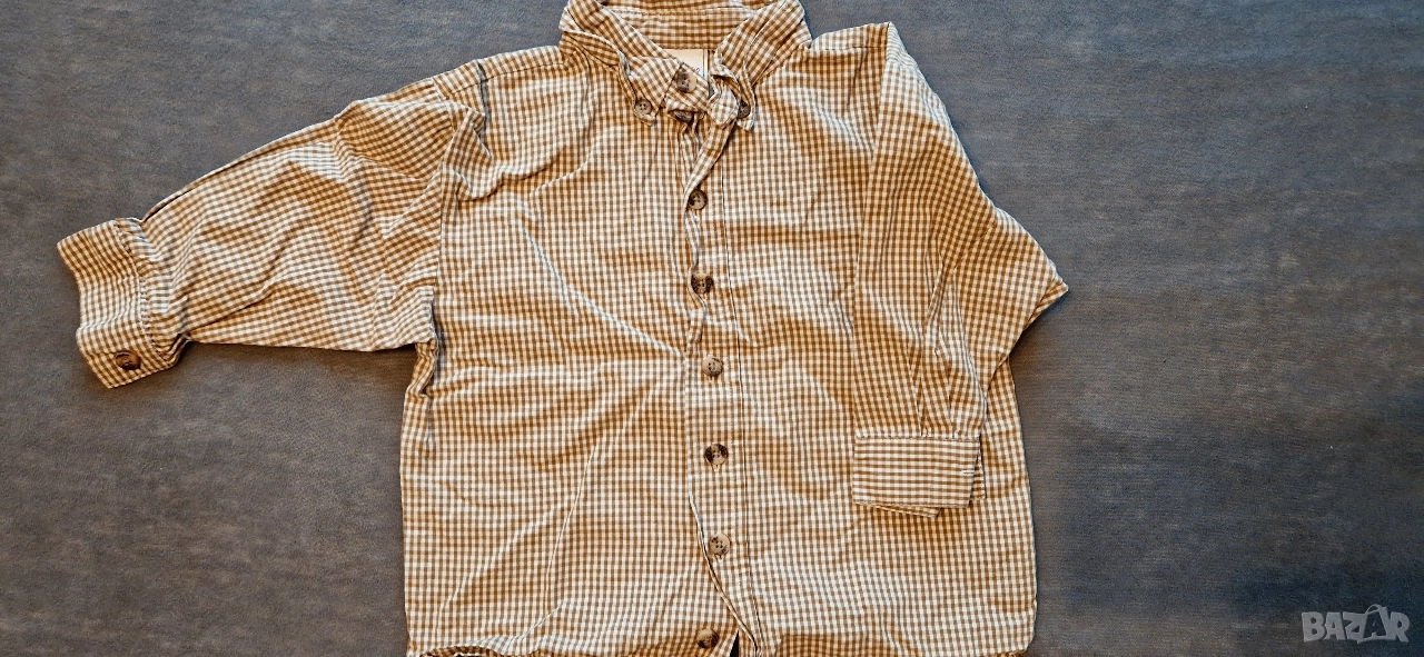 12-18м 86см Риза, памук, каре, без следи от употреба , снимка 1