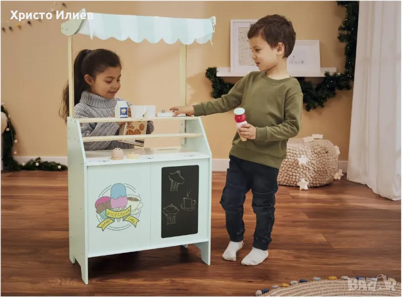 Дървен детски щанд за сладолед кафе бар дървен детски магазин, снимка 1