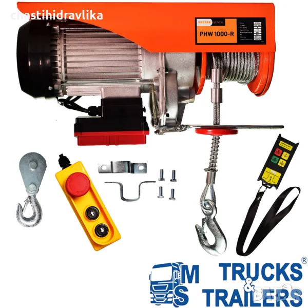 Eлектрически телфер 990кг въже 18м 230V - безжично дистанционно, снимка 1