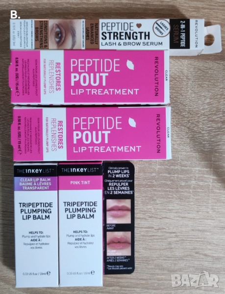 The Inkey List Tripeptide Plumping LipBalm,Revolution Peptide:Lip treatment,Serum lash&brow, снимка 1