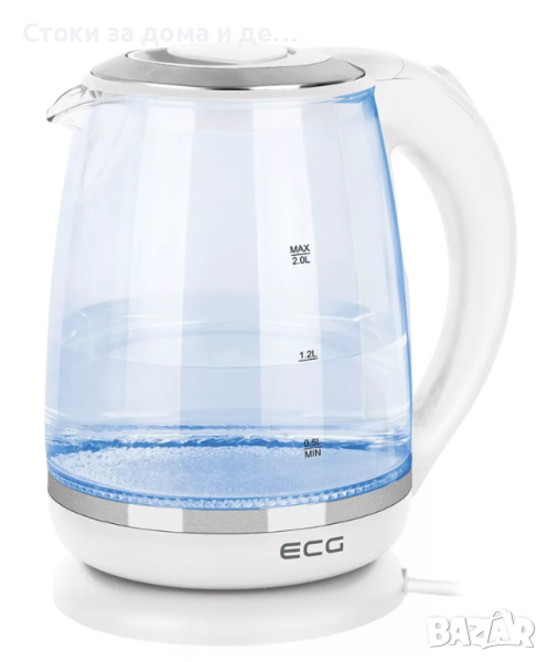 ✨Кана за вода ECG RK 2020 White Glass, 1850-2200 W, 2.0L, Бял , снимка 1