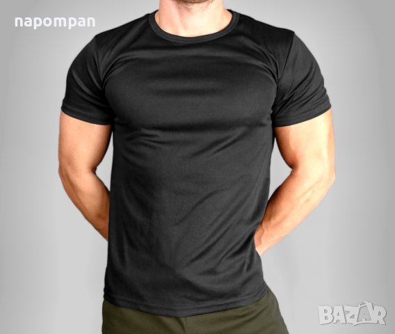 Мъжка черна тениска за фитнес от дишаща материя, снимка 3 - Тениски - 38579007