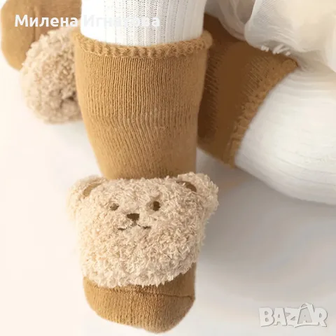 Неплъзгащи се бебешки чорапи с дизайн на мече - Незаменим комфорт и безопасност, снимка 6 - Бебешки чорапи - 55971884