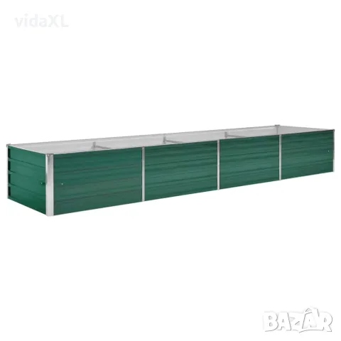 vidaXL Градинска висока леха поцинкована стомана 320x80x45 см зелена