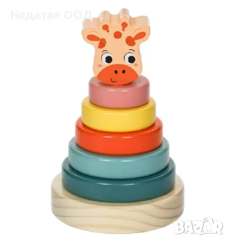 Дървена образователна пирамида, 10x14см, снимка 2 - Образователни игри - 49449565