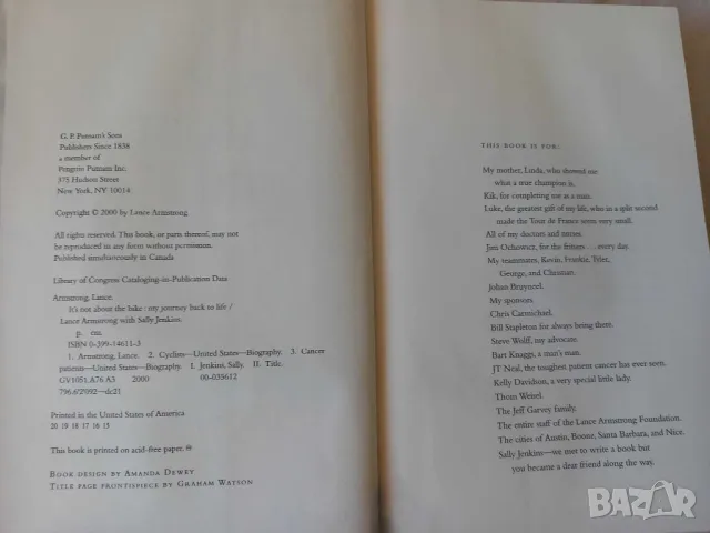Автобиография на Ланс Армстронг: It's Not About the Bike: My Journey Back to Life, снимка 4 - Художествена литература - 49401779