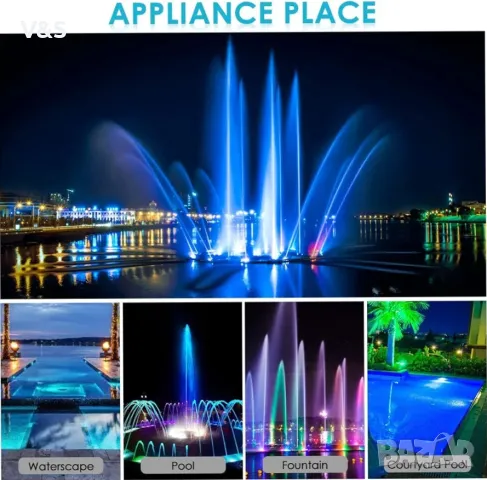 RGB подводна лампа за фонтан за декорация на осветление 90‑265V EU щепсел, снимка 8 - Лед осветление - 48341639