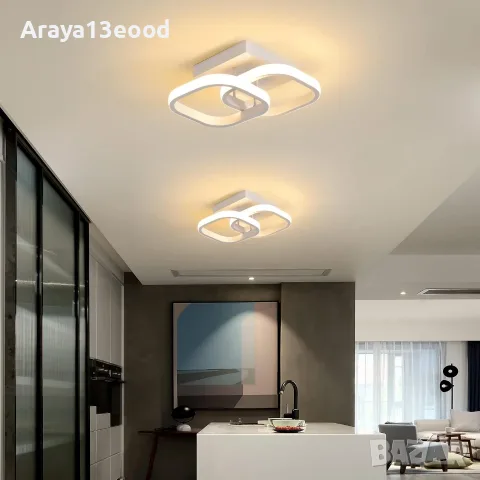 KUKAK LED таванна лампа 24W – Модерен квадратен плафон, 3000K топла бяла светлина, снимка 6 - Лед осветление - 55824291