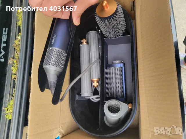 Маша / сешоар Dyson Airwrap Long - нов, пълен комплект, 5в1 - цвят Пруско синьо/мед, снимка 6 - Друга електроника - 50410035
