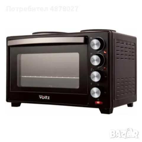 Готварска печка Voltz с фурна и 2 котлона 3200W, компактна електрическа печка за кухня, снимка 2 - Печки, фурни - 55710016