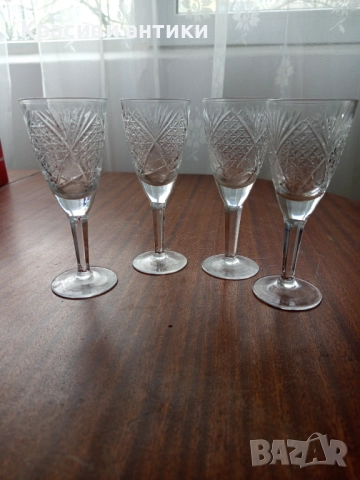  Кристални , руски ,съветски чаши за вино, снимка 2 - Други ценни предмети - 52647432
