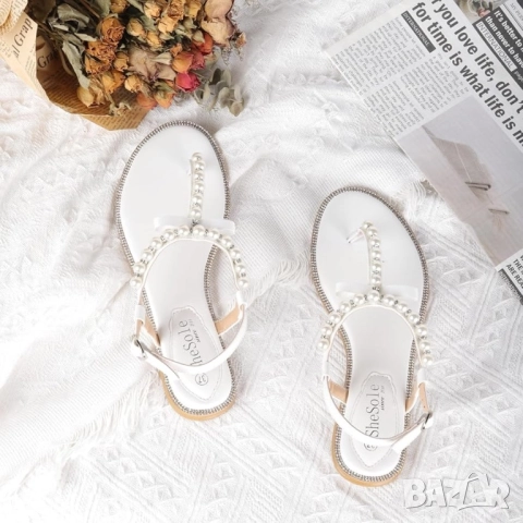 Сандали с камъни и перли, 38 номер, Нови, снимка 7 - Сандали - 51705414