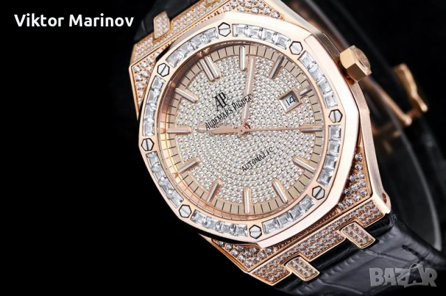 Audemars Piguet Royal Oak Automatic – Висок клас реплика, Rose Gold, Диамантен безел, снимка 3 - Луксозни - 53877496