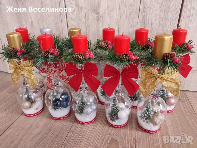 Ръчно изработени коледни свещници, снимка 8 - Коледни подаръци - 56484344