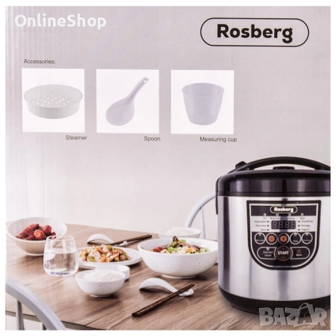Мултикукър с 10 програми Rosberg RP51985E5, 780W, 5L, LED дисплей, Инокс, снимка 2 - Мултикукъри - 52406653