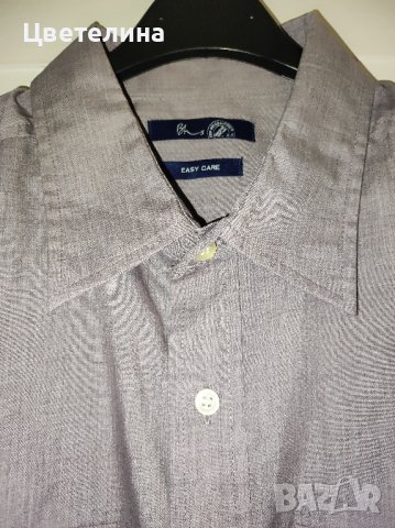 Мъжка риза с къс ръкав в цвят тъмен люляк размер M 15 лв., снимка 4 - Ризи - 42619800