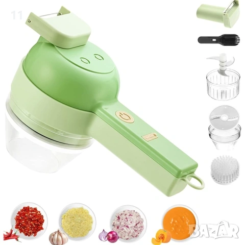 Електрически чопър 4 в 1, за смилане на подправки и рязане на зеленчуци, плодове и месо, преносим, з, снимка 6 - Чопъри и пасатори - 53359803