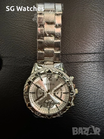 Часовник Geneva White Silver, снимка 2 - Мъжки - 52859630