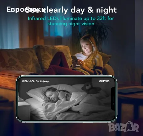 Вътрешна охранителна камера NETVUE Orb Cam, домашна камера за наблюдение с разширени умения AI , снимка 6 - IP камери - 48240356