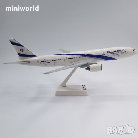самолет Boeing 777-200 EL AL Israel Airlines 4X-ECC Pacmin - мащаб 1:100 (32 см.) пластмасов модел, снимка 7 - Колекции - 32110733