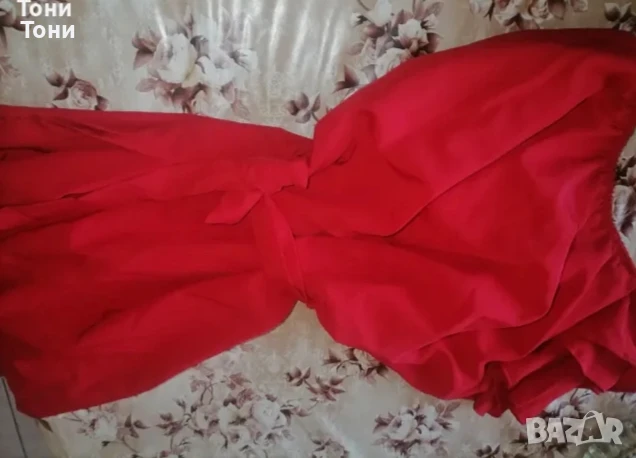 Ново Червена Дамска Рокля с Едно Рамо М, снимка 2 - Рокли - 50689998