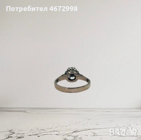 Златен античен пръстен с диамант 18к , снимка 6 - Пръстени - 53254142