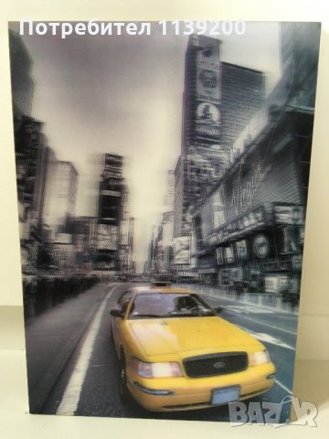 3D Жълто такси taxi Ford в New York винтидж пано за стена, снимка 1