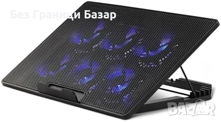 Нова Охлаждаща стойка за лаптоп 12-17 инча с 6 тихи вентилатора Поставка за работа