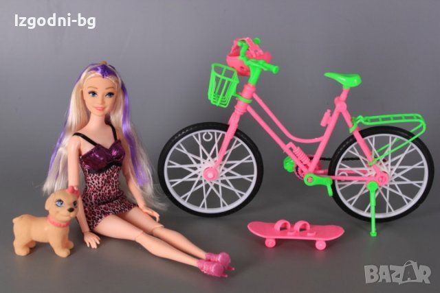 Барби на колело с кошница, снимка 3 - Кукли - 42094288