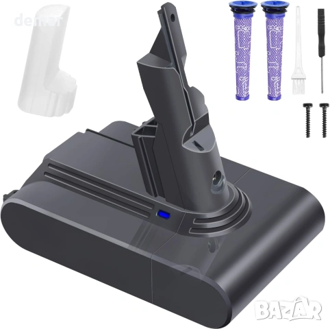 Резервна батерия 21.6V 4.6Ah, съвместима с прахосмукачка Dyson V7, включва 2 филтъра