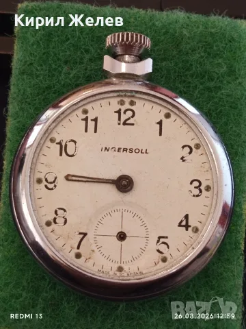Стар джобен часовник INGERSOLL MADE IN BRITAIN рядък за КОЛЕКЦИОНЕРИ 53622