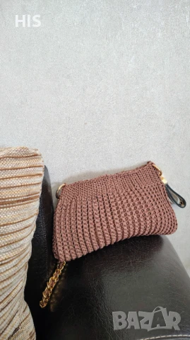 Плетени чанти с дълга дръжка, златно с кафяво, снимка 14 - Чанти - 50973963