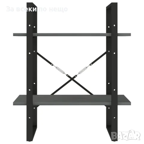 2-етажна библиотека, сива, 60x30x70 см, борово дърво масив Код P450, снимка 4 - Секции и витрини - 50062873