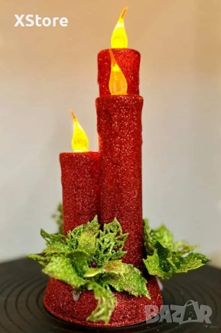 Коледна магия с три бляскави LED свещи, снимка 3 - Декорация за дома - 52441107