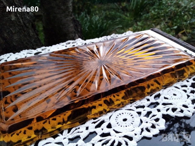 Винтидж плато кехлибар, снимка 4 - Чинии - 52497956