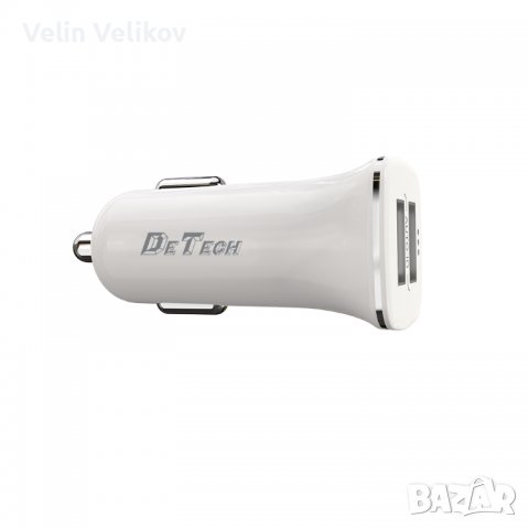 Зарядно устройство за кола DeTech, DE-C01, 5V/2.4A, 12/24V, 2 x USB, Бял, снимка 5 - Зарядни за кола - 38047753