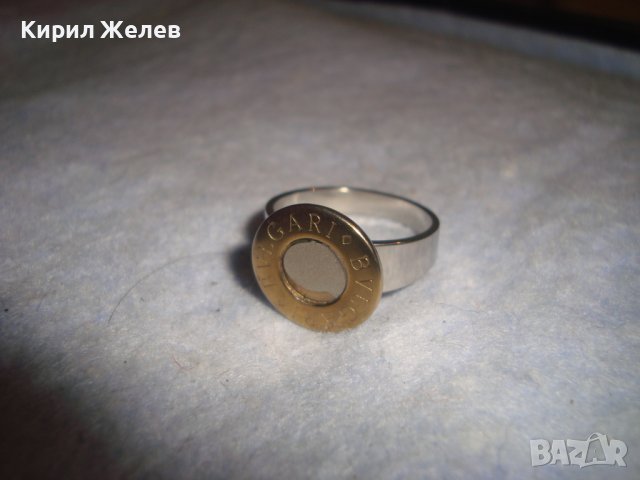 BVLGARI МАРКОВ БУТИКОВ ФЕШЪН АРТ ПРЪСТЕН БУЛГАРИ от НЕРЪЖДАЕМА БЛАГОРОДНА СТОМАНА с ПОЗЛАТА 20432, снимка 15 - Пръстени - 37499457