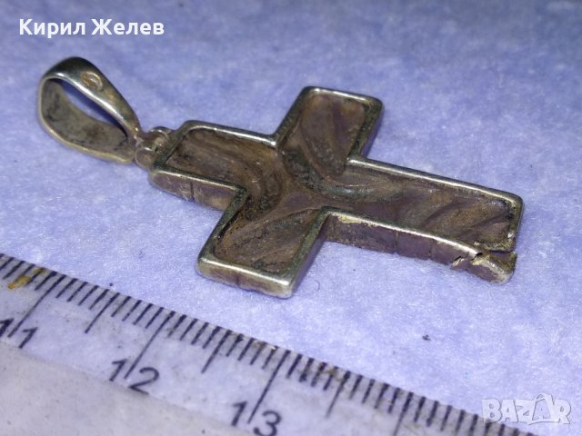 СТАР ОРНАМЕНТИРАН НАГРЪДЕН СРЕБЪРЕН КРЪСТ ОКСИДИРАНО СРЕБРО 925 с НУЖДА от ЛЕКА РЕСТАВРАЦИЯ 18723, снимка 11 - Колиета, медальони, синджири - 42866852