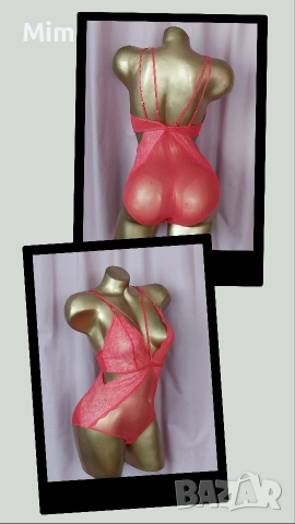 М Червено,еластично дантелено боди