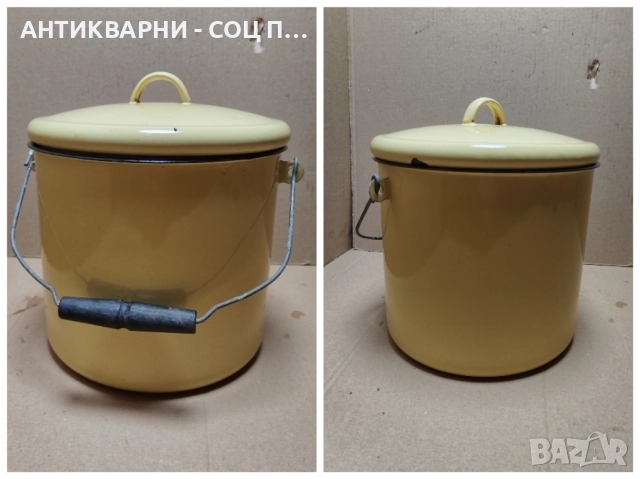 Стара Соц Емайлирана Българска Садинка / 5 Литра. , снимка 3 - Антикварни и старинни предмети - 52496480