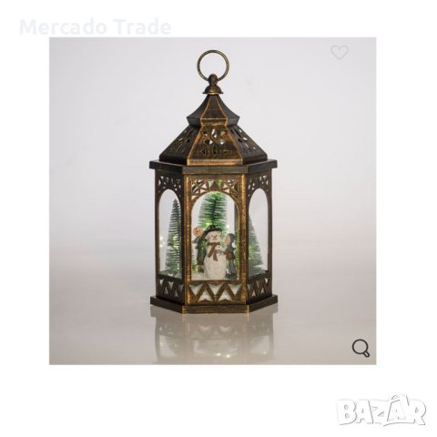 Декоративен фенер Mercado Trade, Снежен човек и деца, Бронз, снимка 2 - Декорация за дома - 42828546