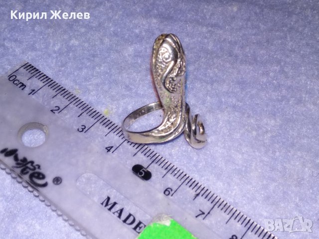 ЗМИЕВИДЕН СРЕБЪРЕН ФИГУРАЛЕН РЯДЪК АРТ ПРЪСТЕН СРЕБРО 925 с БЯЛА ПОЗЛАТА ФЕШЪН БИЖУ 35018, снимка 11 - Пръстени - 39507736