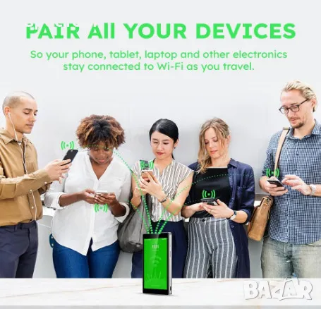 Мобилен рутер GlocalMe G4 Pro, 4G LTE Mobile Hotspot, 5" сензорен екран, преносим WiFi рутер, снимка 6 - Рутери - 48604665