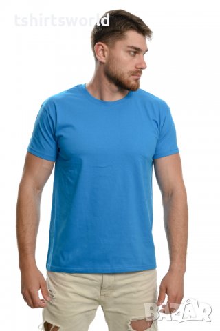 Нова мъжка изчистена тениска в син цвят, снимка 5 - Тениски - 37670455