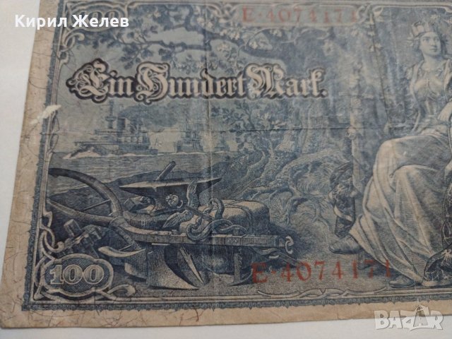 Райх банкнота - Германия - 100 марки / 1910 година рядка Имперска банкнота с червен печат- 17948, снимка 10 - Нумизматика и бонистика - 31019834