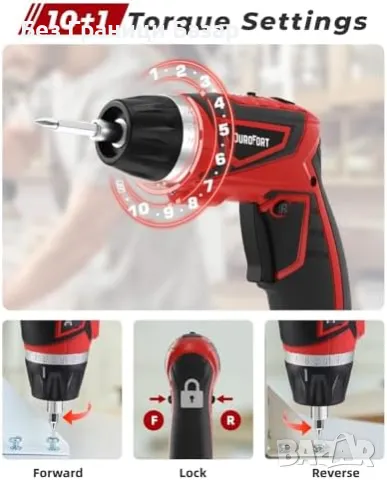 Нов DuroFort 8V Акумулаторен Винтоверт + 89 Аксесоара, LED, Гъвкав Вал, снимка 2 - Винтоверти - 48924547